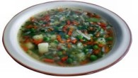 Polievka z miešanej zeleniny Potrebujeme: 100 g kalerábu, 100 g mrkvy, 70 g karfiolu, 50 g hrášku, 4 lyžice oleja, 3 lyžičky hladkej múky, 1 menšia cibuľa, voda, soľ, mleté čierne korenie, petržlenová vňať....