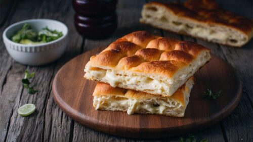 Focaccia plnená mozzarellou.