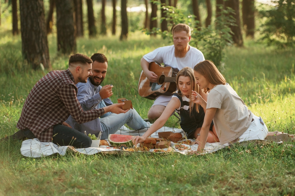 Piknik v parku s priateľmi.
