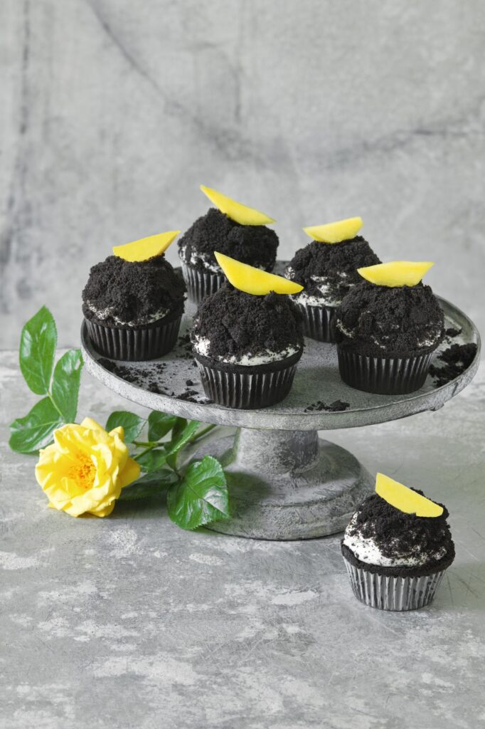 Krtkova torta Black & White s mangom.