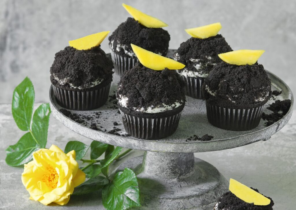 Krtkova torta Black & White s mangom.