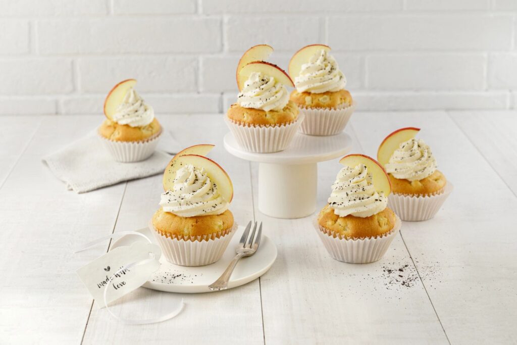 Vanilkovo-jablčné cupcakes.