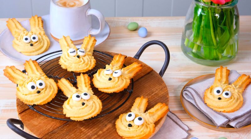 Veľkonočné cookies v tvare zajaca.